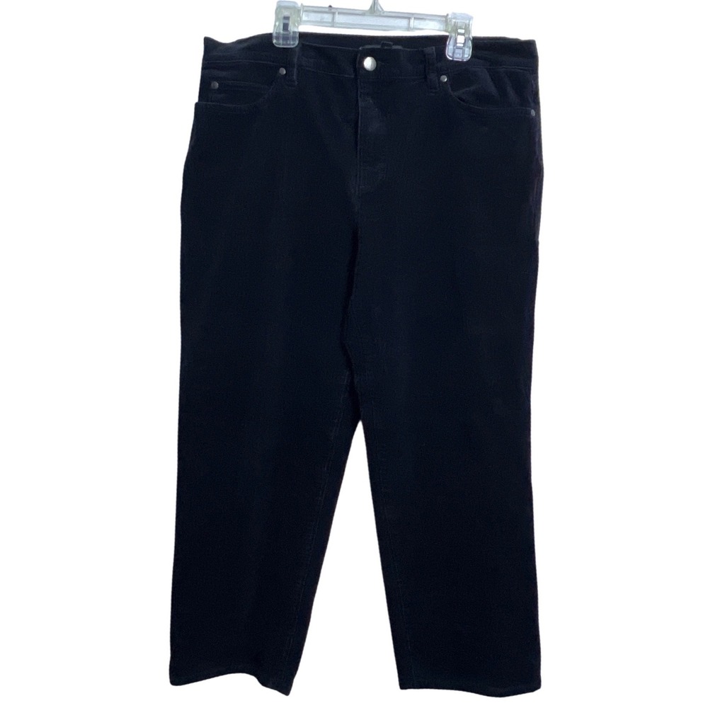 EILEEN FISHER Black Corduroy Pants Womens Petite PL Business Casual Straight Leg